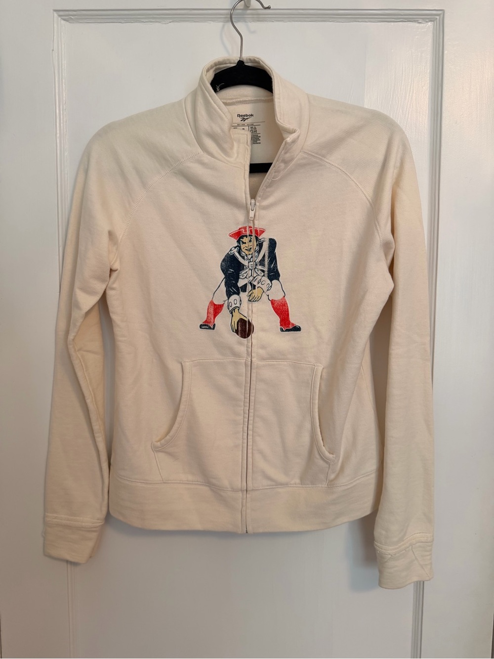Reebok New England Patriots Full Zip Sweatshirt Women’s Small Cream Jacket
